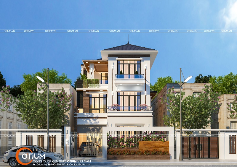 Mẫu thiết kế biệt thự mái thái hiện đại 3 tầng đầy đủ tiện nghi tại Quảng Ninh