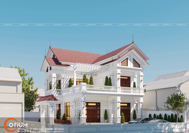 Mẫu thiết kế biệt thự nhà vườn mái thái 2 mặt tiền ấn tượng của gia đình anh Thiệm tại Thái Bình