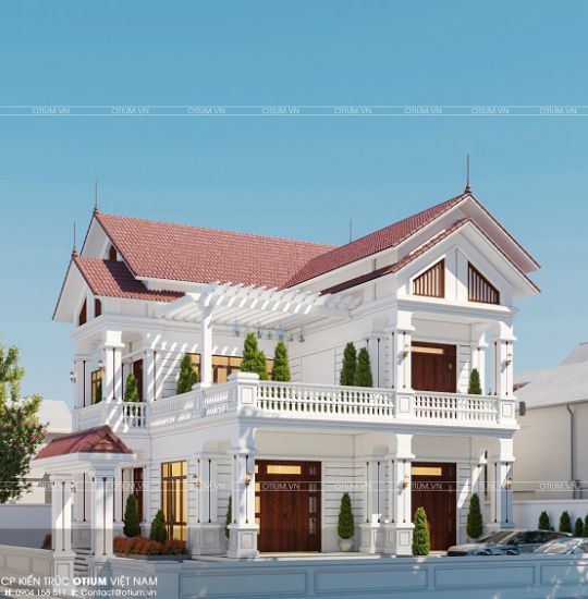 Mẫu thiết kế biệt thự nhà vườn mái thái 2 mặt tiền ấn tượng của gia đình anh Thiệm tại Thái Bình